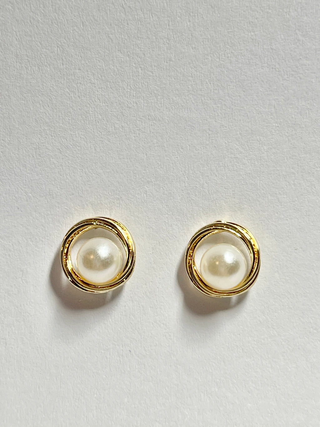 Faux Pearl Twisted Hoop Stud Earrings