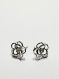Silver Floral Crystal Stud Earrings