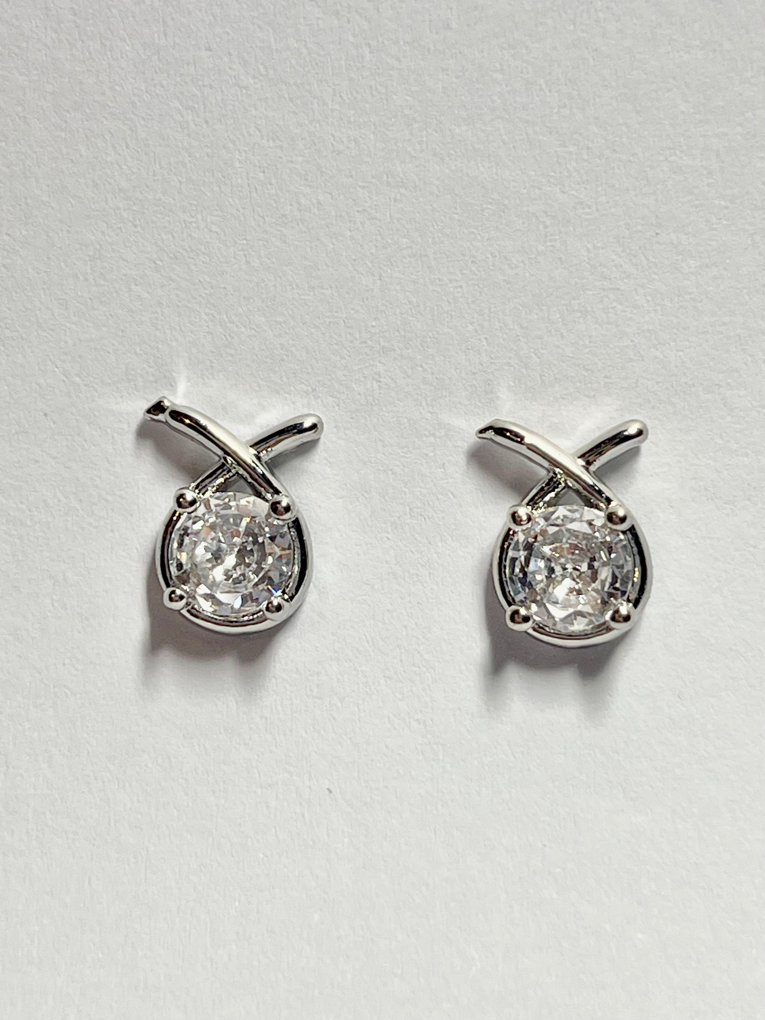Criss-Cross Crystal Stud Earrings