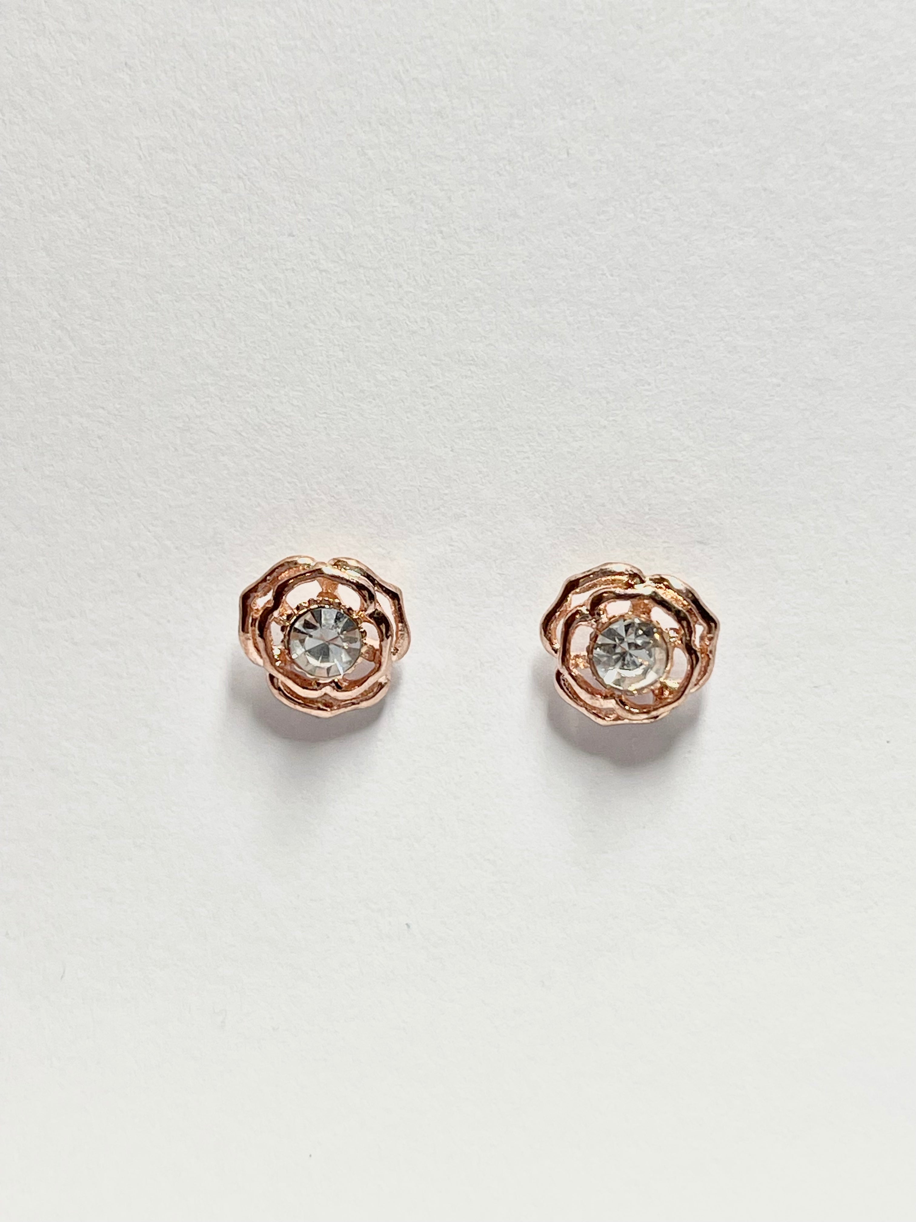 Crystal Rose Stud Earrings