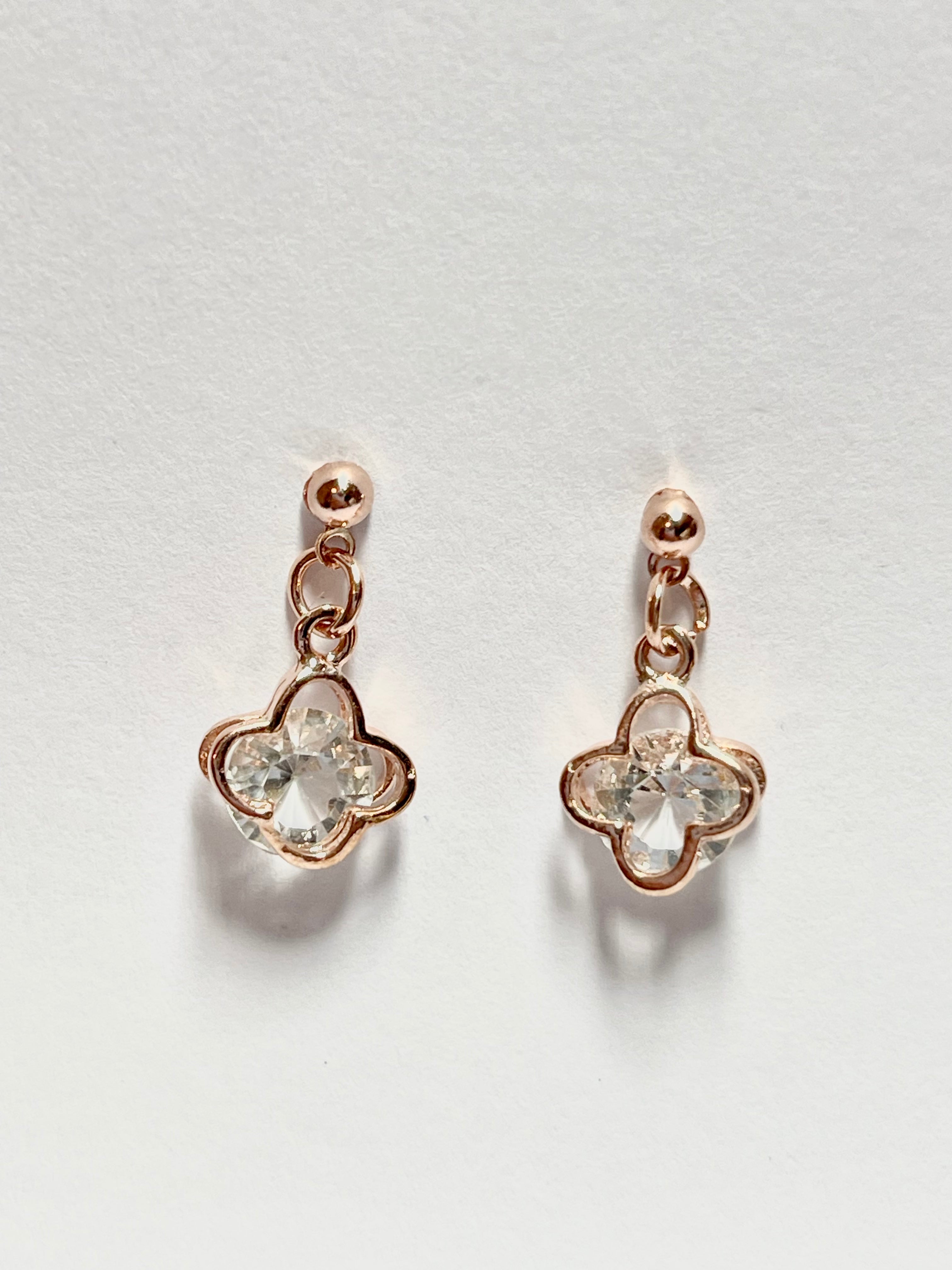 Crystal Clover Drop Earrings