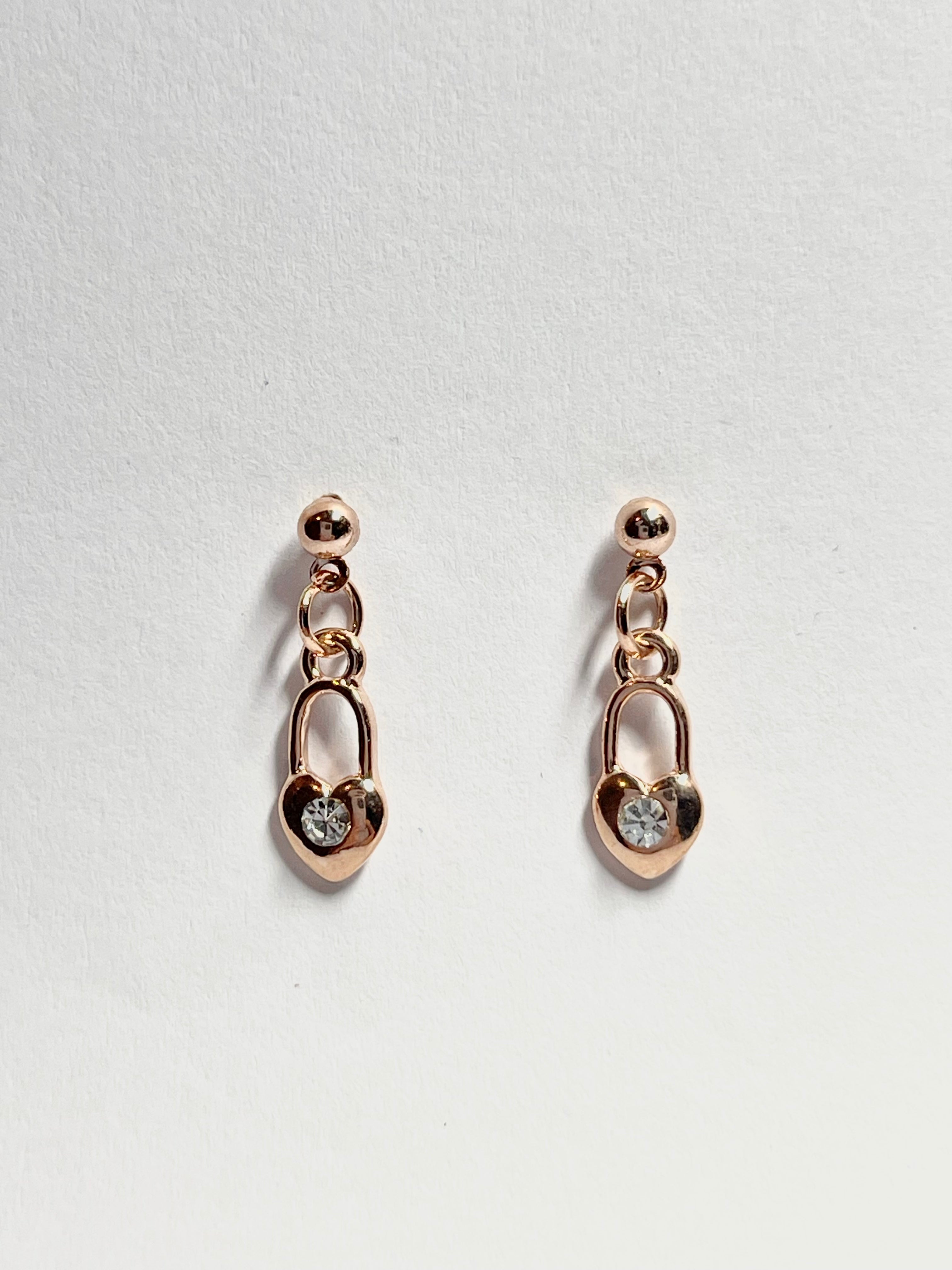 Heart Padlock Drop Earrings